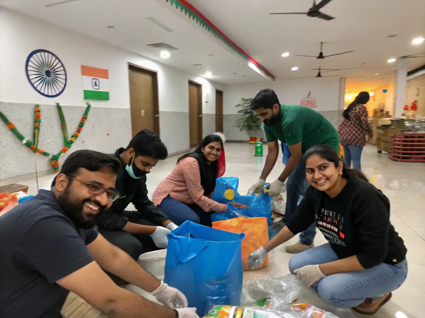 An image of volunteers working together to assemble and distribute the parish newspaper, highlighting the collaborative effort behind the publication.