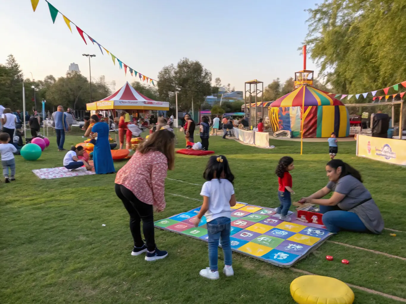 A photograph of a community event organized by Le Journal Paroissial, featuring families and individuals participating in a local activity.